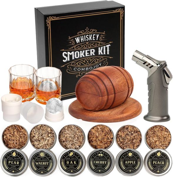 Whiskey Smoker Kit with Torch, Cocktail Smoker Infuser Kit-Drink Smoker Kit