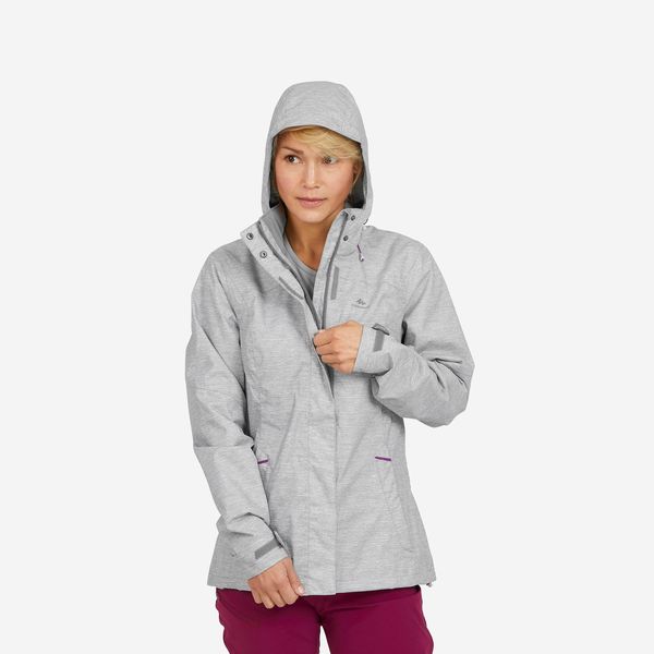 Quechua Women's Waterproof Mountain Walking Jacket Mh100 - Grey