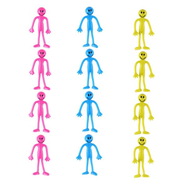 Bendy Smiley Men x 12 (Blue, Pink and Yellow)