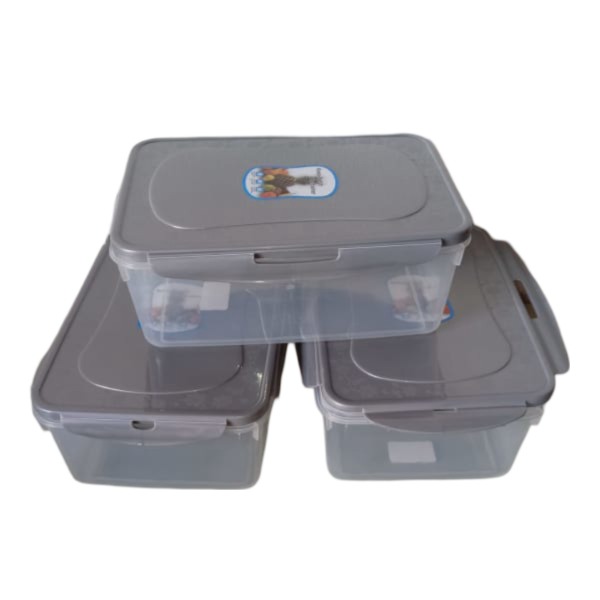 3 x 3lt lock-tight Grey Storage Containers