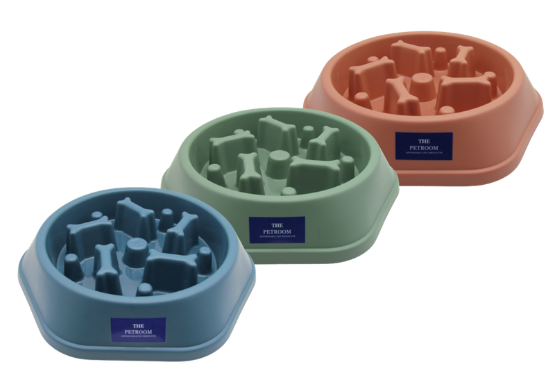 Pack of 3 - Slow Eating Bowl Feeder For Pets - Blue/Green/Peach