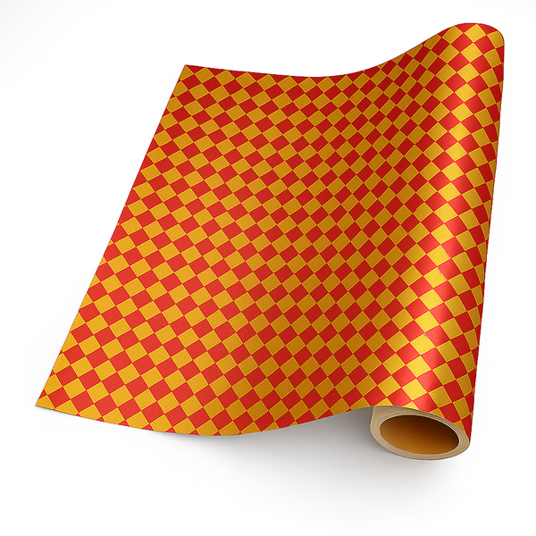 Gold &amp; Red Checkerboard Giftwrap - 5 m Roll | Made in South Africa