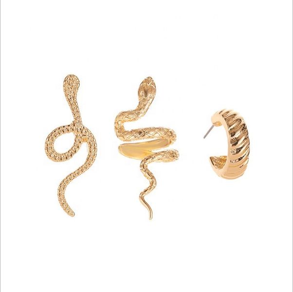 POU 3PCS Snake Earrings Clip and Piercing Set