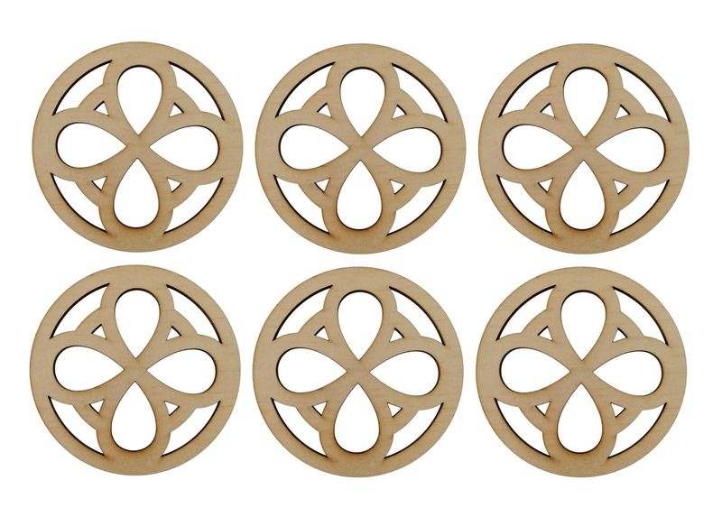 Wooden Celtic Cup Coasters - Set of 6
