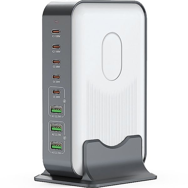 200W USB C Fast Charger Block, 8 Ports GaN III USB Chagring Station