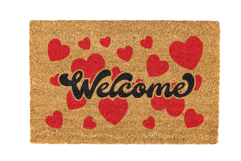 Welcome Hearts Coir Doormat Design 700 x 400 x 17mm