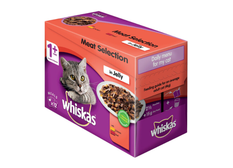 Whiskas Cat Food Multipack Pouch Meat in Jelly 12 X 85g