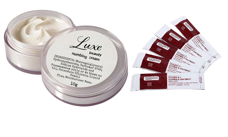 Luxe beauty Numbing Cream 10g &amp; 5 Fougera Vitamin A + Vitamin D Ointment