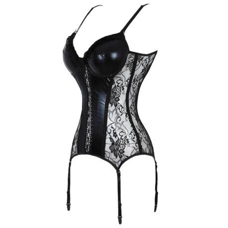 Vintage Sexy Lingerie Faux Lather Sheer Lace Corset with Garter 7536, Shop  Today. Get it Tomorrow!