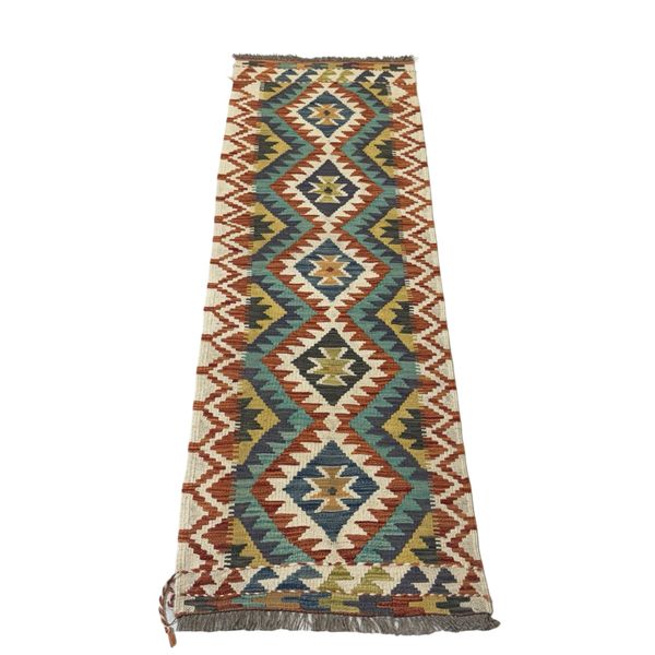 194 x 58cm Hand Woven Afghan Kilim Chobi Runner Rug