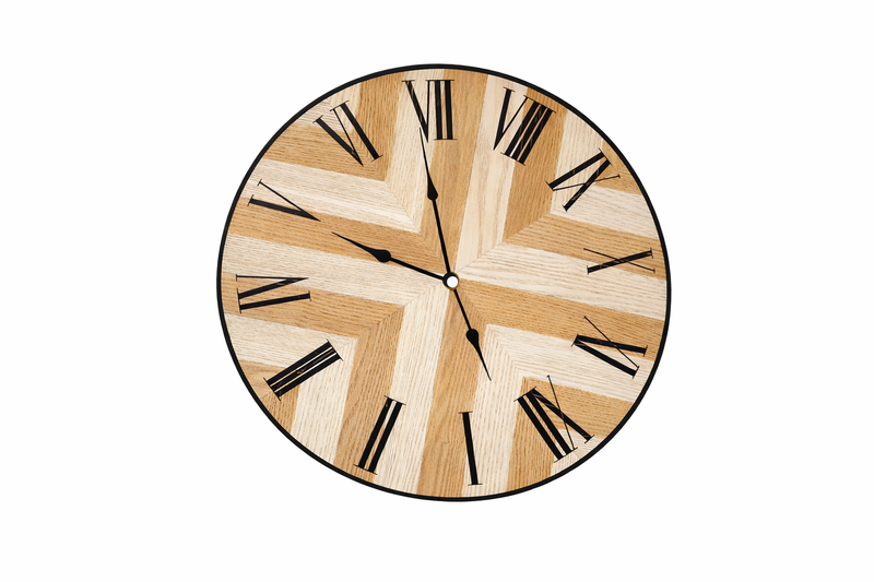 JJ Wooden Herringbone Clock Design ,Oakstar Heritage Wall Clock