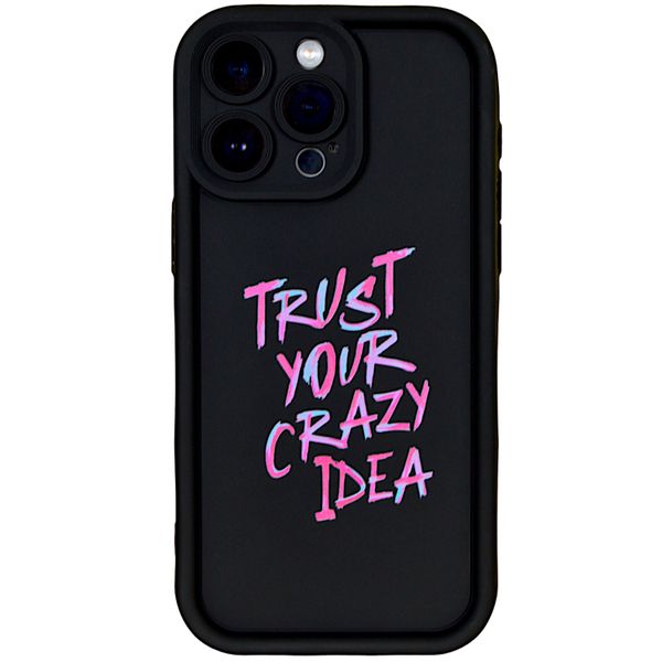 Black Phone Case with Bubble Edge &amp; Trust Quote for iPhone 14 Pro