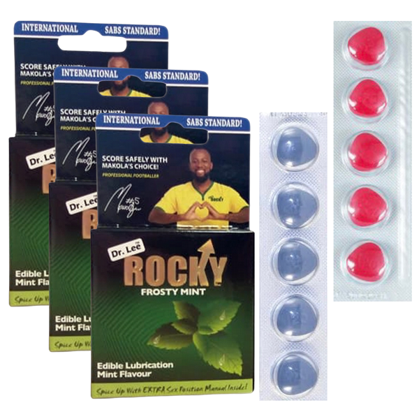Dr Lee Rocky 3 Set Frosty Mint Condoms with 10 Performance Tablets