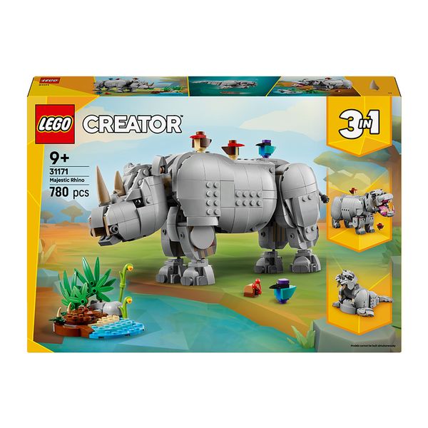 LEGO Creator 3in1 Wild Animals: Majestic Rhino with Birds Playset 31171