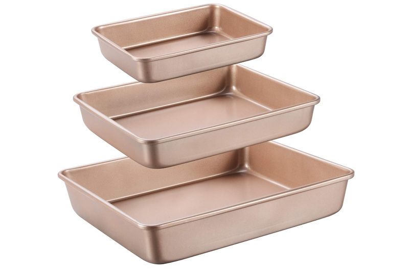 Deep Baking Pans Set Nonstick,Rectangle Cake Pan,Stackable Bakeware Set of
