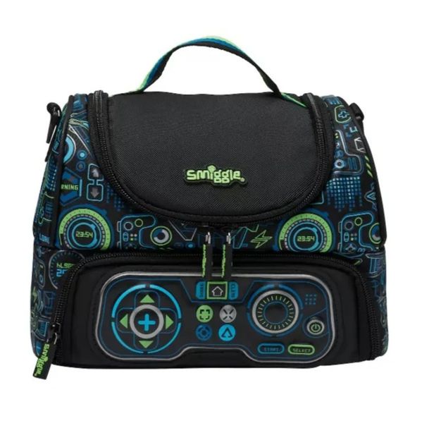 Smiggle Black Virtual Double Decker Lunch Bag With Strap