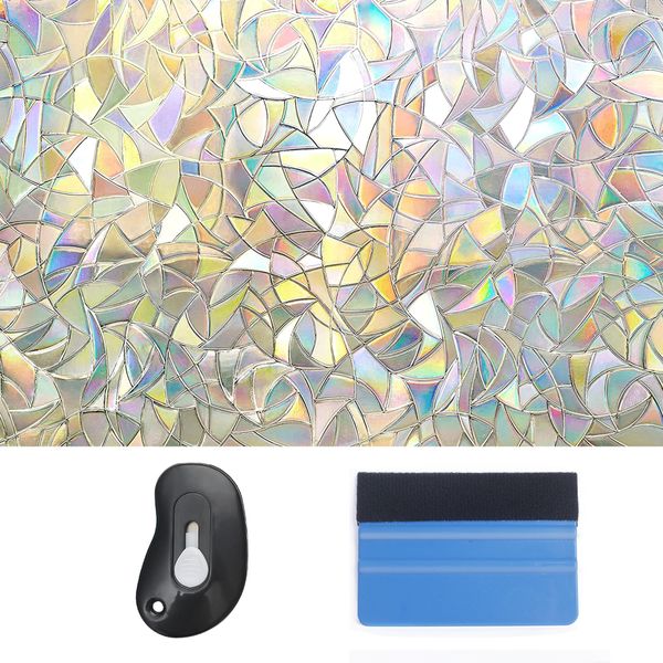 Rainbow Window Privacy Film 3D Decals Stained Glass Window Clings