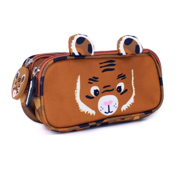 Les Deglingos 2-Zip Double Compartment Pencil Case - Tiger