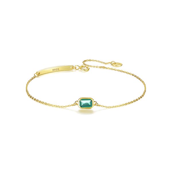 Trendy Square Emerald Bracelet for Women