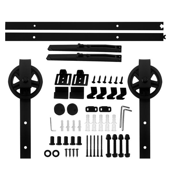 Mix Box Single Sliding Barn Door Track With Buffer Damper Kit - 1.5m