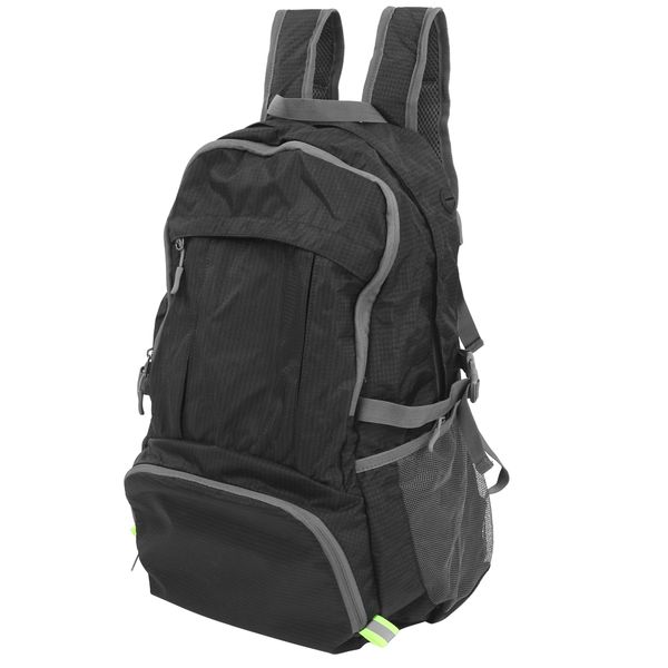 Folding Backpack 40L Nylon Black Outdoor Travel Bag