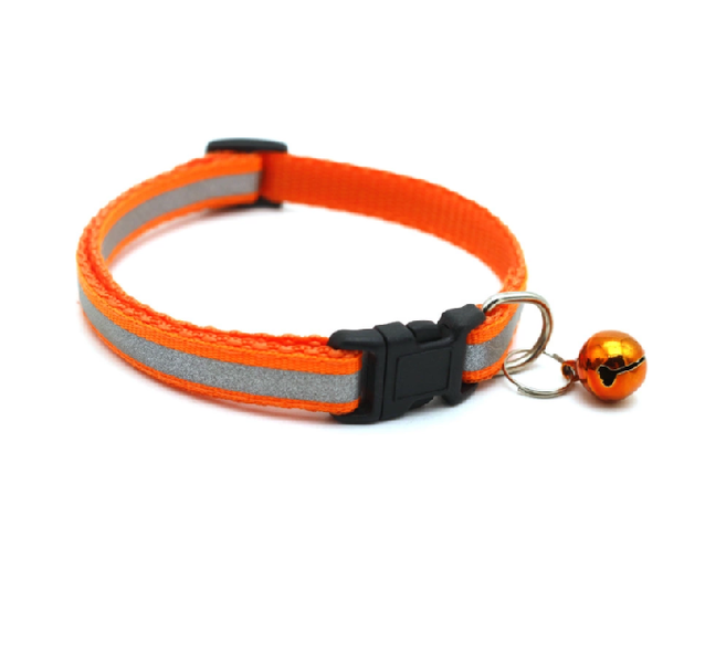 Reflective Dog Collar with Removable Bell 19-32cm Light Blue