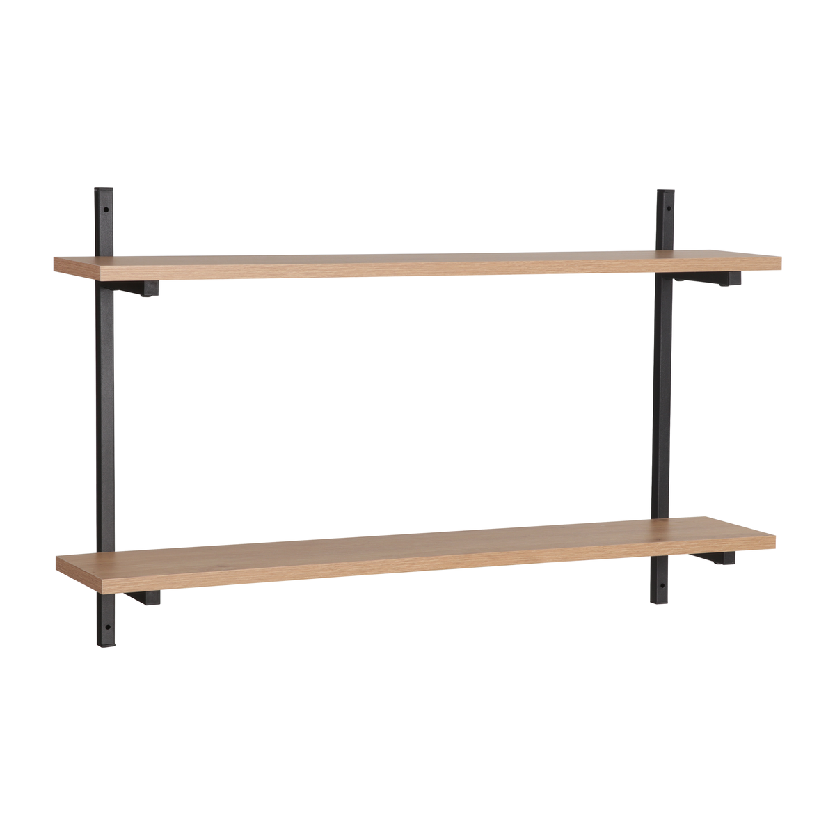 Atlas 2 Tier Floating Wall Shelf, Melamine, Powder Coated Steel