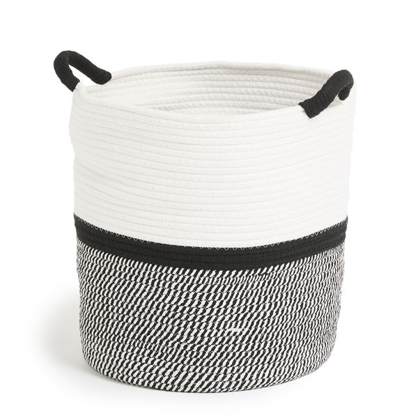 George &amp; Mason - Black and Cream Rope Storage Basket - 38cm