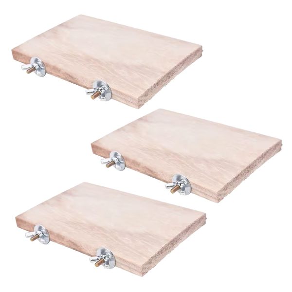 Pet Natural Wood Bird Cage Stand Platforms Set of 3 - 12cm