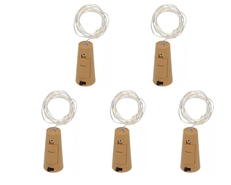 5 Piece 3m Warm White Copper Wire Cork Bottle Fairy String Lights