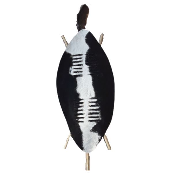 Large Black And White Zulu African Traditional Cultural Shield