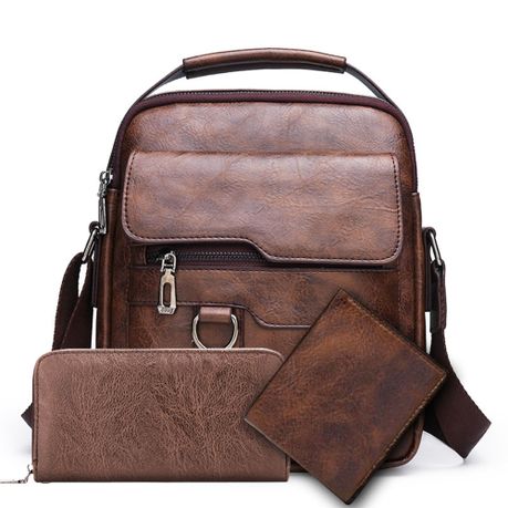 Men Crossbody Bag Shoulder Bag Sling Messenger Bag PU Leather Image