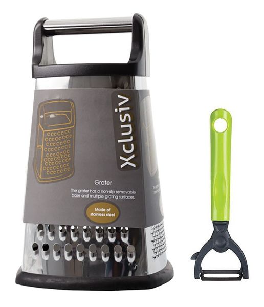 Peeler Vertical Green + Grater 4 Way Stainless Steel Black