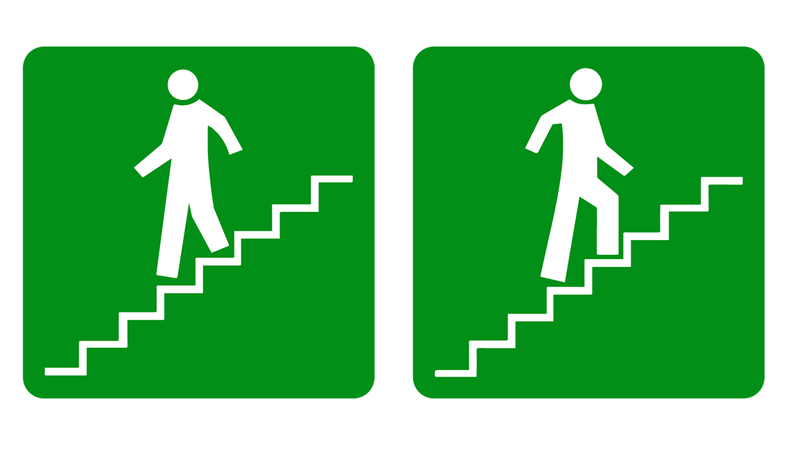 Stairs Up &amp; Down Safety Signs 190x190mm