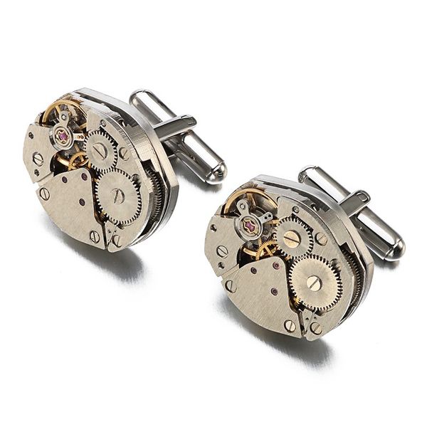 Men's Silver Steampunk Mechanical Gear Cufflinks for Formal Shirts &amp; Suits