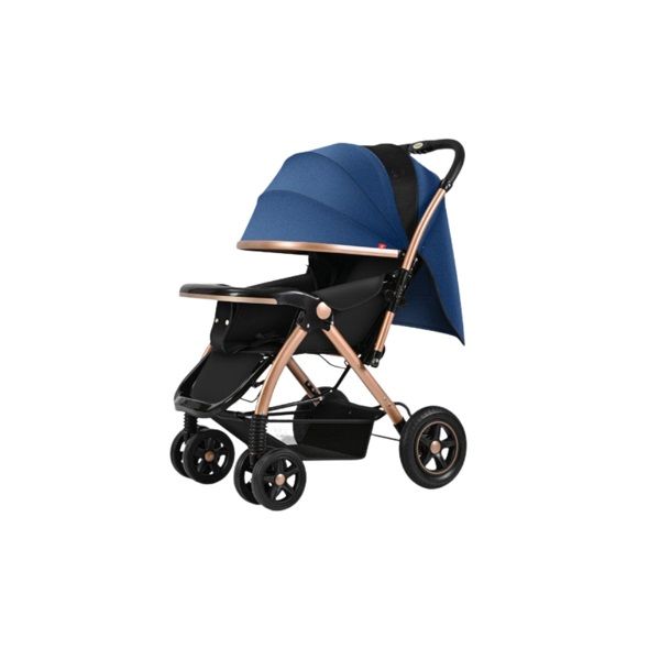 Baby Stroller Pram w/ Lift Up Foot Rest and Reversble Handle - Black