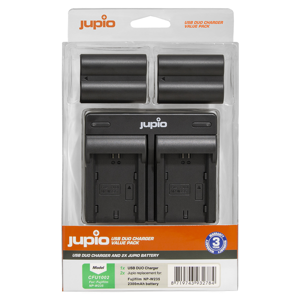Jupio Value Pack x2 Battery for Fuji NP-W235 + USB Duo Charger