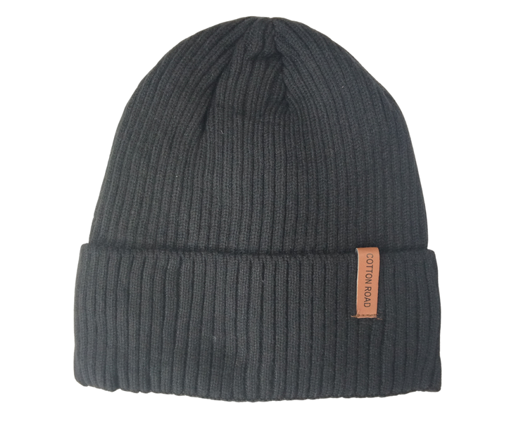 Cotton Road Ribbed Knit Beanie Hat - Warm Folded Cuff Winter Cap