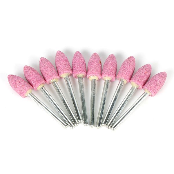10Pcs Grinding Wheel Head For Dremel Rotary Tools Bullet-Shape Pink