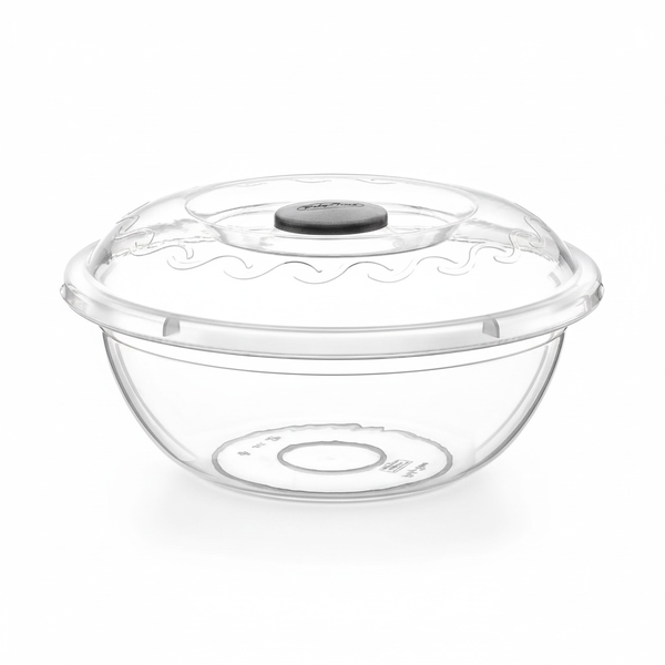 Basin 7.5lt Clear Plastic with Lid Round