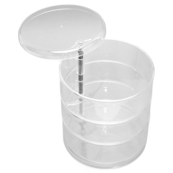 3-Layer Clear Plastic 360 Rotating Jewelry Box - Women's Earring Organizer
