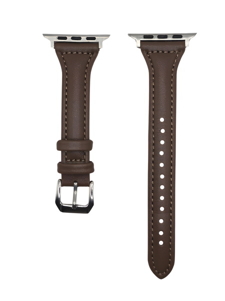 Slim Feminine Faux Leather Strap Compatible with Apple Watch 42/44/45/49mm-Dark Brown