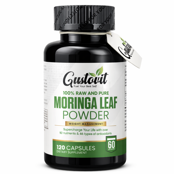 Gustovit 100% Raw and Pure Moringa Leaf Powder 120 Capsules
