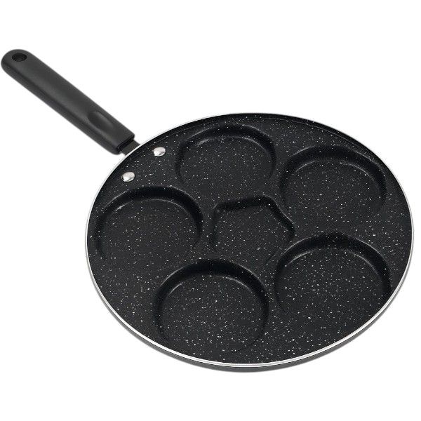 6-Cavity Non-Stick Pancake and Egg Frying Pan - Black
