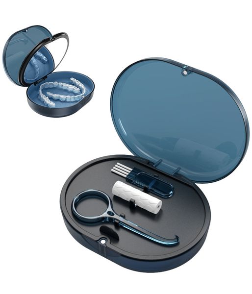Mouth Guard Case with Belt Chewing, Removal Tool,Cleaning Brush