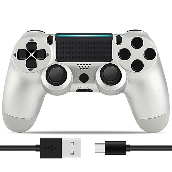 Wireless PS4 ControllerBluetooth Gamepad Compatible with PlayStation 4 Silver (Generic)
