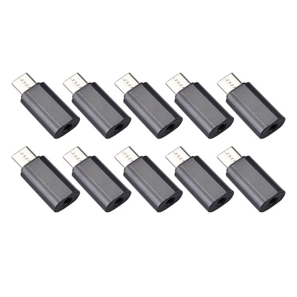 10Pcs USB C To 3.5 Mm Headphone Jack Adapter Black