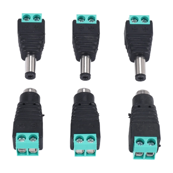 6 Pcs 5.5X2.1Mm Female + Male CCTV DC Power Connector Adapter Repar Part