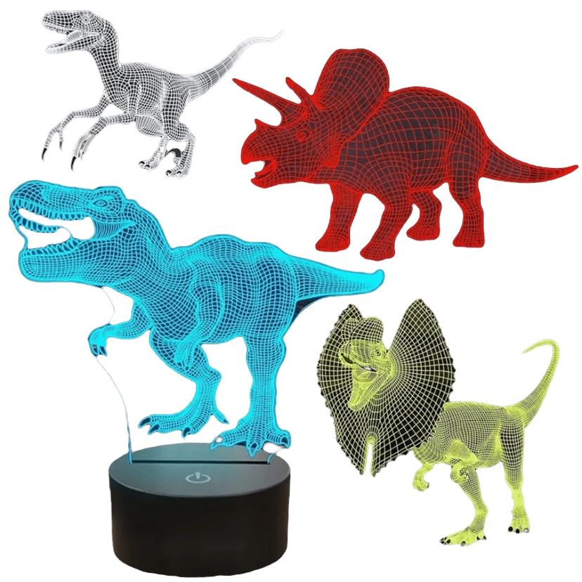 Interchangeable Optical Illusion Jurassic Dinosaurs Night Light Set - 4PCS