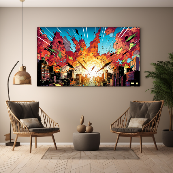 Canvas Wall Art - Cityscape Comic Burst - BK0167